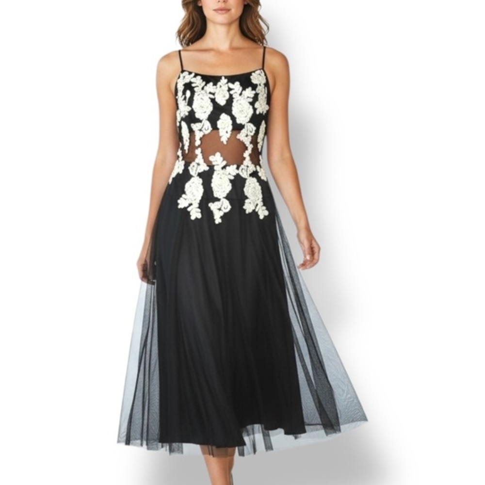 4/$20  Night Way Collections Black Illusion Lace Gown – Size 8